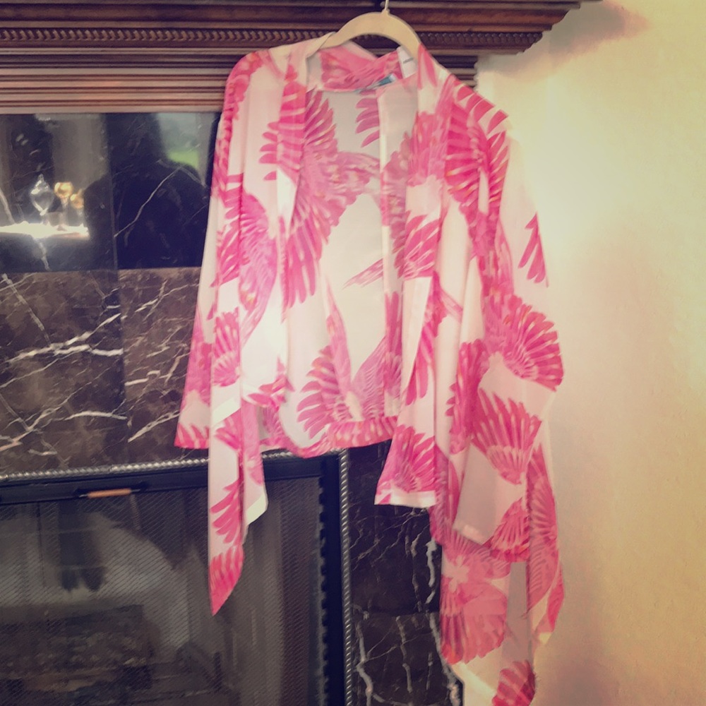 Pinks and white sheer swim cover or Shaw